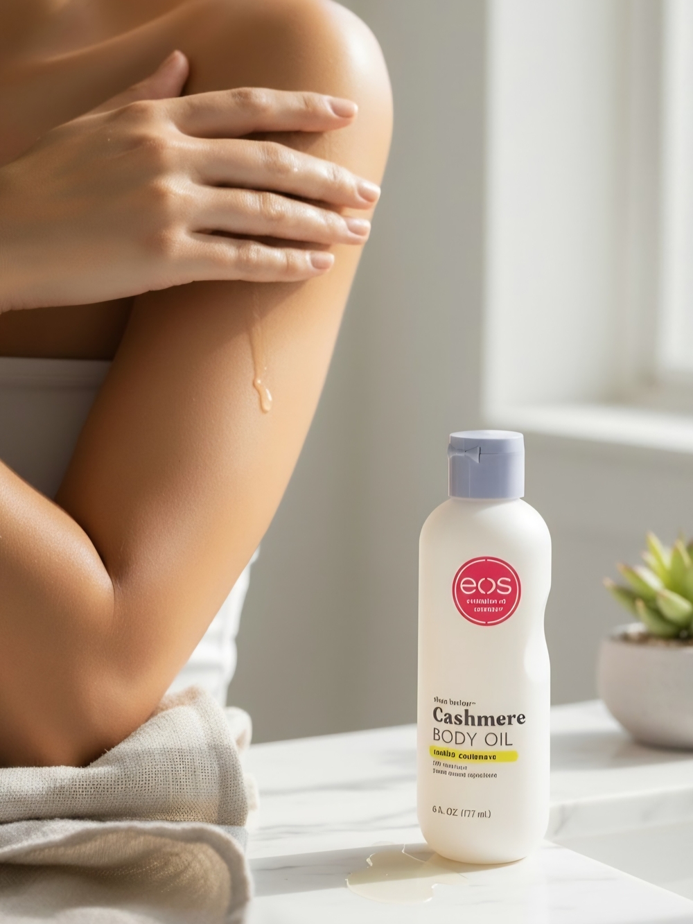 eos Cashmere Body Oil – White Bottle with Light Lavender Cap